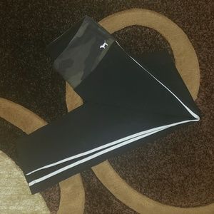 PINK brand yoga leggings. Black with white stripe detail on legs.